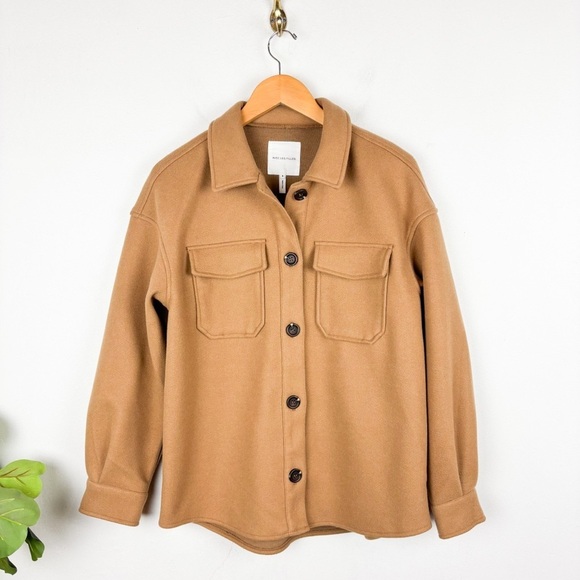 Avec Les Filles Anthropologie Tan Boyfriend Shacket Sz S - Picture 2 of 8